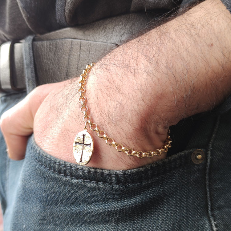 Gold Colour Cross Bracelet