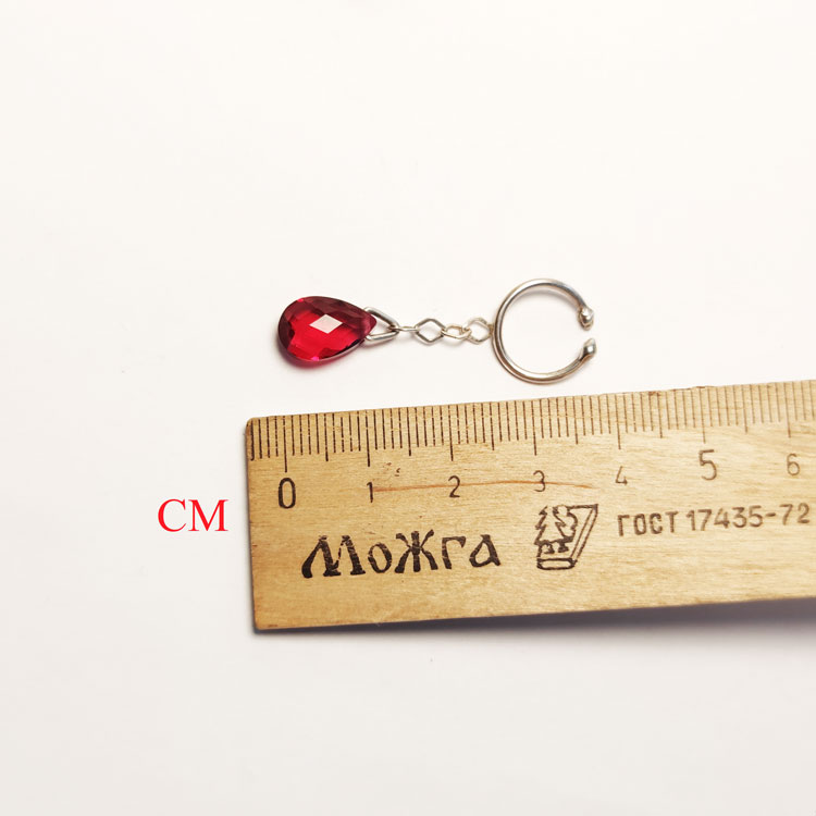 Handmade Nipple Jewelry with Red Crystal Drop & Sterling Silver