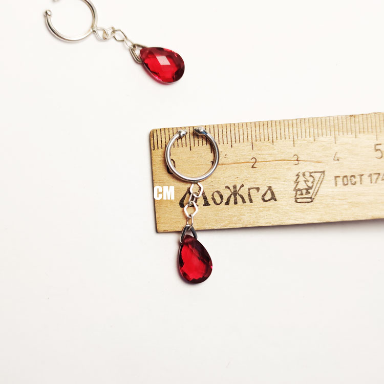 Handmade Nipple Jewelry with Red Crystal Drop & Sterling Silver